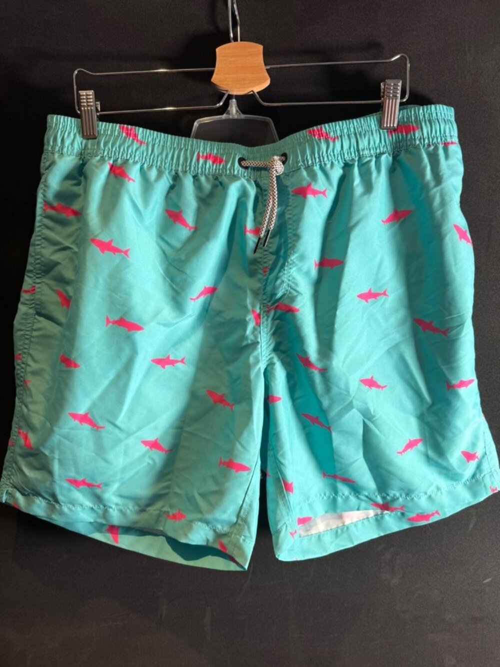 MaaMgic Men’s Blue Shark Swim Trunks Size 2XL Shorts Lined NWT